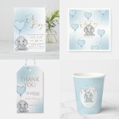 Assiettes En Carton Oh garçon Elephant bleu ballon garçon Baby shower