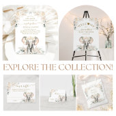 Signe De Table Eléphant Roses Blanches Boho Pampas Baby Girl Douc