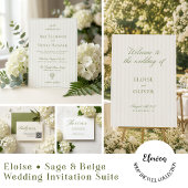 Invitation Repas de répétition classique vert sauge et beige