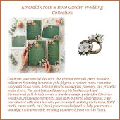 Menu Croix dorée verte émeraude Mariage chrétien