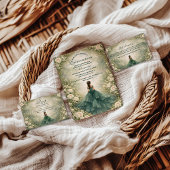 Save The Date Emerald Garden Rose Quinceañera