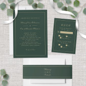 Invitation Dîner de répétition Mariage Emerald Green & Gold