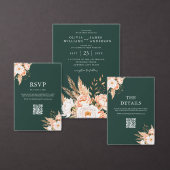 Sticker Rond Élégant Emerald Green Floral Mariage de automne Bi (Personnalisez la collection de ce créateur indépendant.)