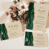 Menu Mariage Emerald Green Gold Champagne