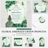 Budget Emerald Groen Goud Bloemen Prinses RSVP Notitiekaartje