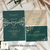 Emerald Green Gold Floral Wedding Programma