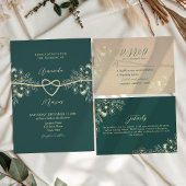 Emerald Green Goud Touw Hart bruiloft