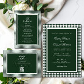Invitation Mariage Code QR Frontière Arlequin Vert Émeraude