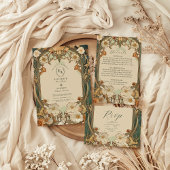 Art Nouveau Floral bruiloft Informatiekaartje