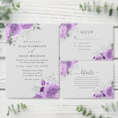 Save The Date Mariage Élégant Fleurs Lavande Violettes & Argent  (Personnalisez la collection de ce créateur indépendant.)