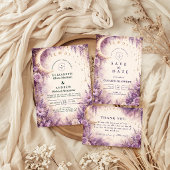 Invitation Mariage céleste pourpre enchanté