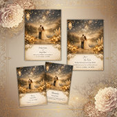 Invitation Enchanted Starry Night Lake blue & gold Wedding