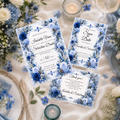 Save The Date Mariage Elégance Bleu Hiver Enchanté