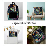 Astronaut op dino in de ruimte voedselcontainer etiket