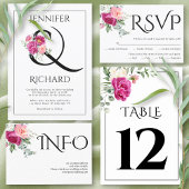 Invitation Branches avec fleurs roses roses répétition dîner