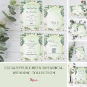 Menu Eucalyptus Green Botanical Wedding Greenery Dinner