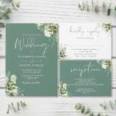 Invitation Tout En Un Eucalyptus Vert Floral Verdure Monogramme Mariage (Personnalisez la collection de ce créateur indépendant.)