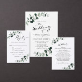 Invitation Eucalyptus Green Calligraphy QR Code Mariage (Personnalisez la collection de ce créateur indépendant.)
