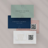 EVERLY Classic Modern Art Deco Navy Blue QR Code Visitekaartje