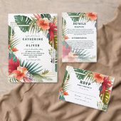 Cartons Réponse Fleurs tropicales aquarelle mariage de destination (Personnalisez la collection de ce créateur indépendant. )