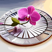 Exquise orchidée rose repose sur une plaque d'arge