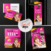 Prospectus 14 Cm X 21,6 Cm Salon d'artiste maquillage de style cheveux roses