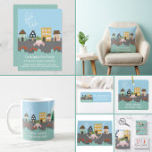 Fa la la Cute Town Kerstboom op Roze Auto Cadeaulabel