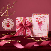 Papier Cadeau Fa La La Fille Rose Typographique Noël