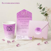 Save The Date Falling Pink Parties scintillant for 50th Birthday