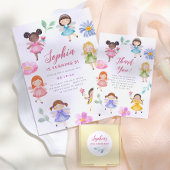 Papier Invitation de fête d'anniversaire de fille thème f