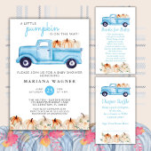Invitation Baby shower pour garçon bleu Citrouille Camion