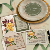 Carte de menu de la suite de mariage botanique d'a
