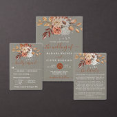 Invitation Automne Aquarelle Florale sur Mariage gris (Personnalisez la collection de ce créateur indépendant.)
