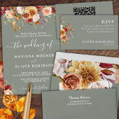 Élégant Sage Green Fall Floral Faire-part de maria