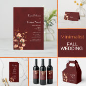 Étiquette Pour Bouteilles De Vin Rustique Bourgogne brûlé Orange Floral Mariage de