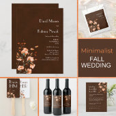 Menu Simple Terre Brown Orange Floral Mariage de automn