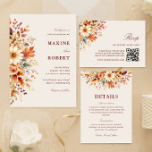 Invitation Feuilles d'automne Automne Botanique Code QR Photo