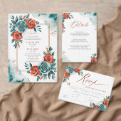 Invitation Fall Love Turquoise Orange Frame Mariage Fête des (Personnalisez la collection de ce créateur indépendant. )