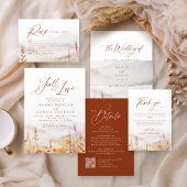 Invitation Fall Watercolor Wildflower Mountain Rustic Wedding