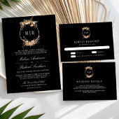 Cartons Réponse Automne Fleur sauvage Crest Black Mariage