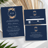 Numéro De Table Automne Fleur sauvage Crest Marine Mariage bleu
