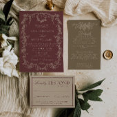 Invitation Code QR de mariage talons bordeaux floraux rétro P