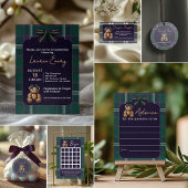 Carte D'accompagnement Chic elegant fancy girl bear theme diaper raffle