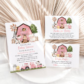 Invitation Farm Animals, Cute Animals, Pink Barn, Baby Shower