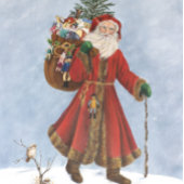 Poster Père vintage Noël, Marcher dans la neige