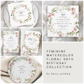 Menu d'événement floral rose féminin