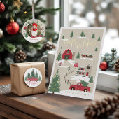 Vintage kerstboom Boerderij Scenerogram Cadeaupapier