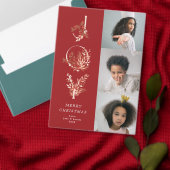 Feestelijke bladbloemige kerst traditioneel rood bedankjes labels (Personaliseer de collectie van deze zelfstandige maker.)