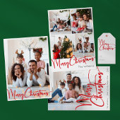 Cartes Pour Fêtes Annuelles Red Script Joyeux Noël Année En examen 10 Photo