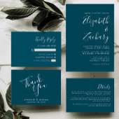 Moderne Blauwgroen Blue Script bruiloft Acryl Uitnodigingen